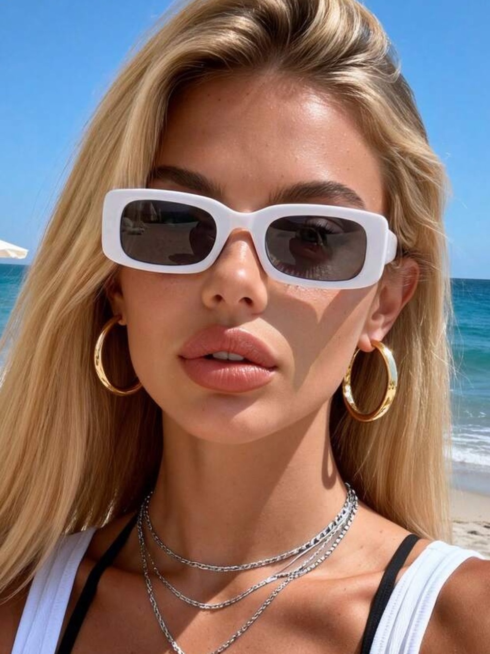SHEIN White Rectangle Sunglasses